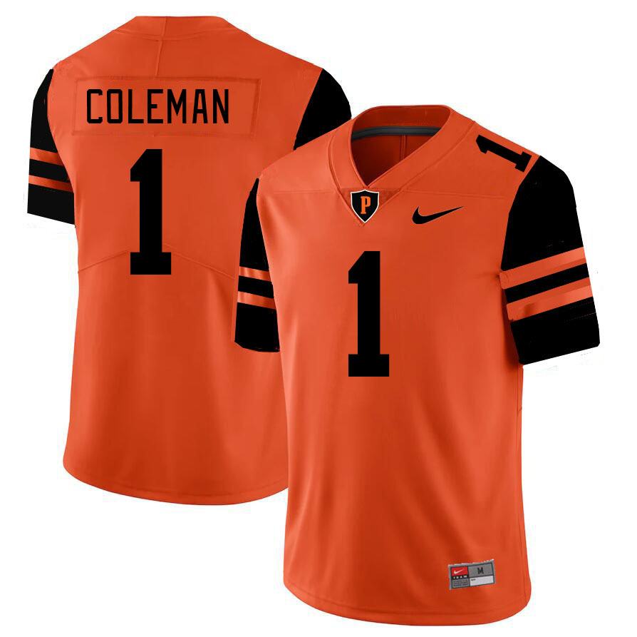 Men-Youth #1 Caleb Coleman Princeton Tigers 2023 College Football Jerseys Stitched-Orange